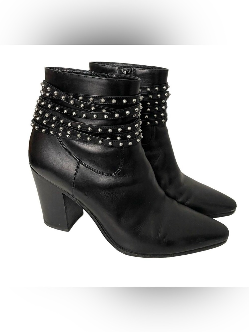 Saint Laurent Boots Size EU 38 US 8 Studded Ankle Bootie French 85 Black Leather